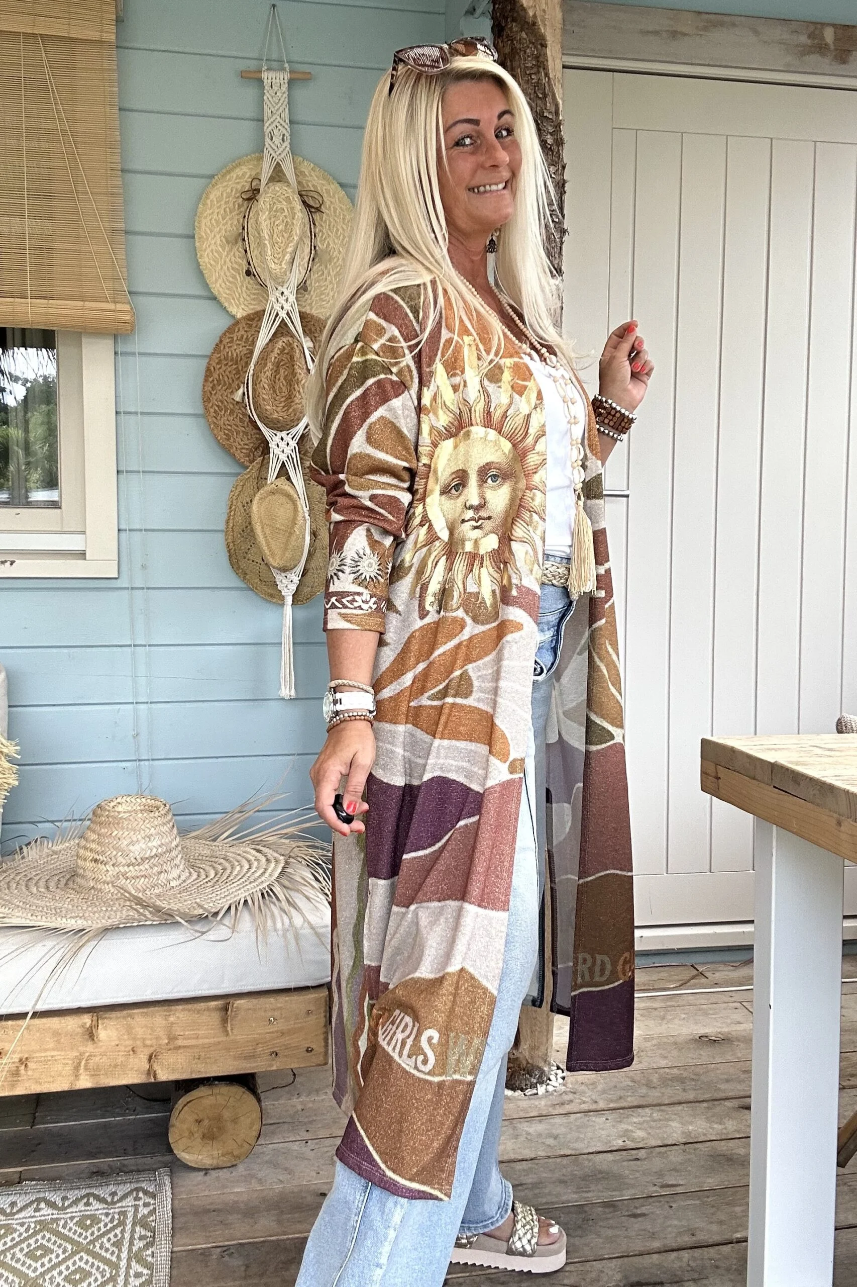 Kimono Vest Viola Lurex, Aardetinten. - Afbeelding 10