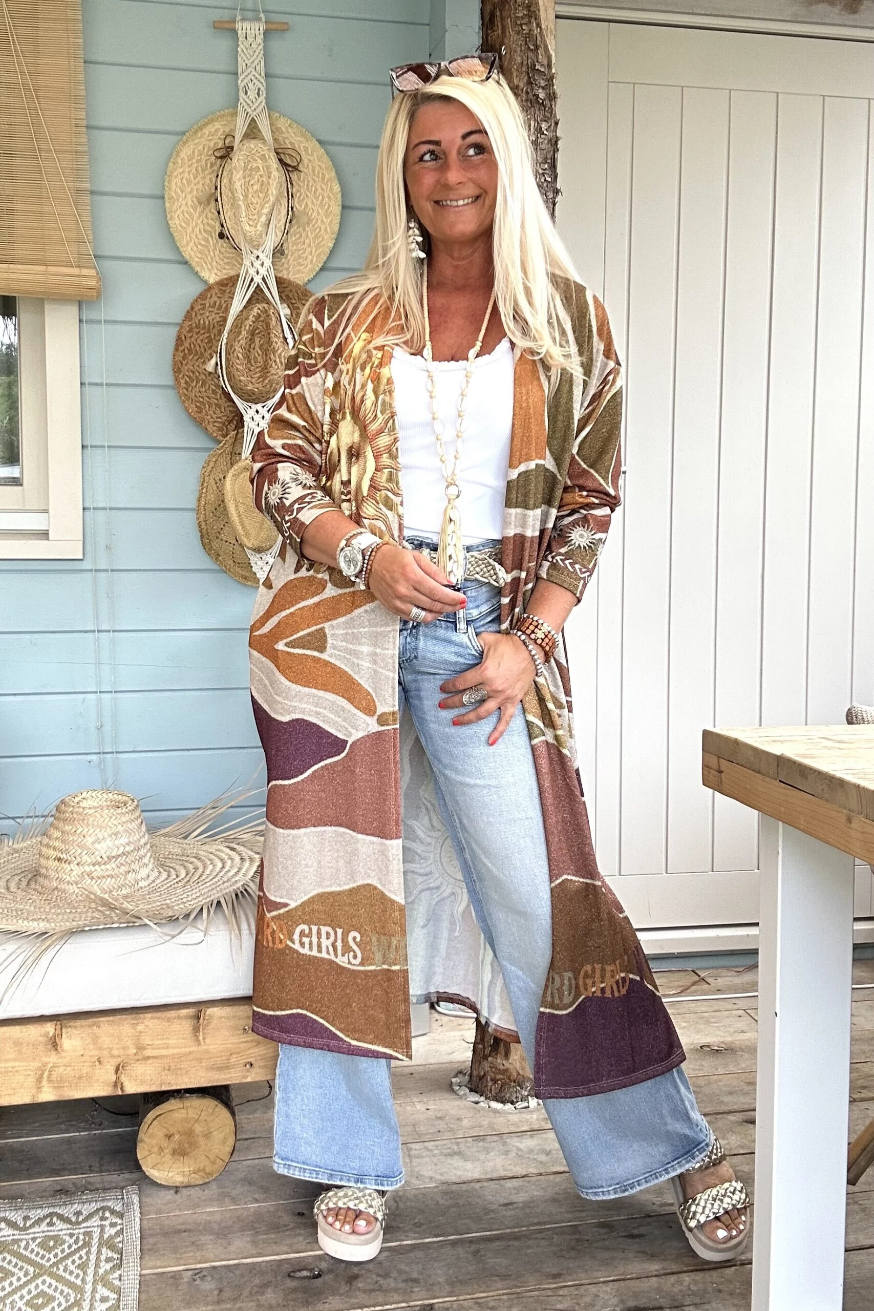 Kimono Vest Viola Lurex, Aardetinten. - Afbeelding 3