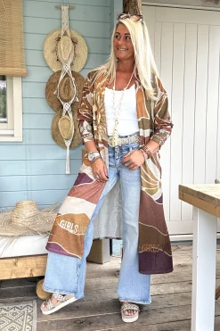 Kimono Vest Viola Lurex, Aardetinten.