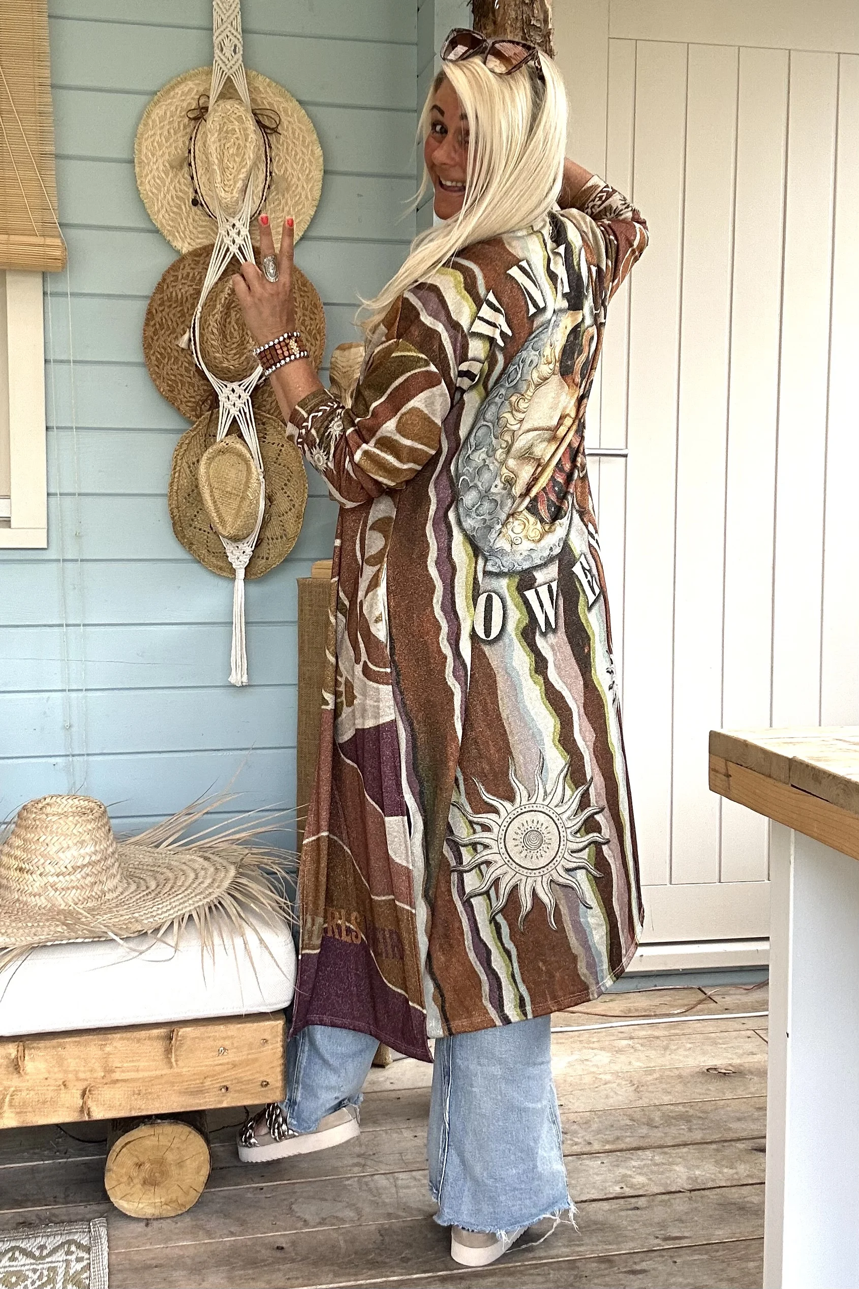 Kimono Vest Viola Lurex, Aardetinten. - Afbeelding 7