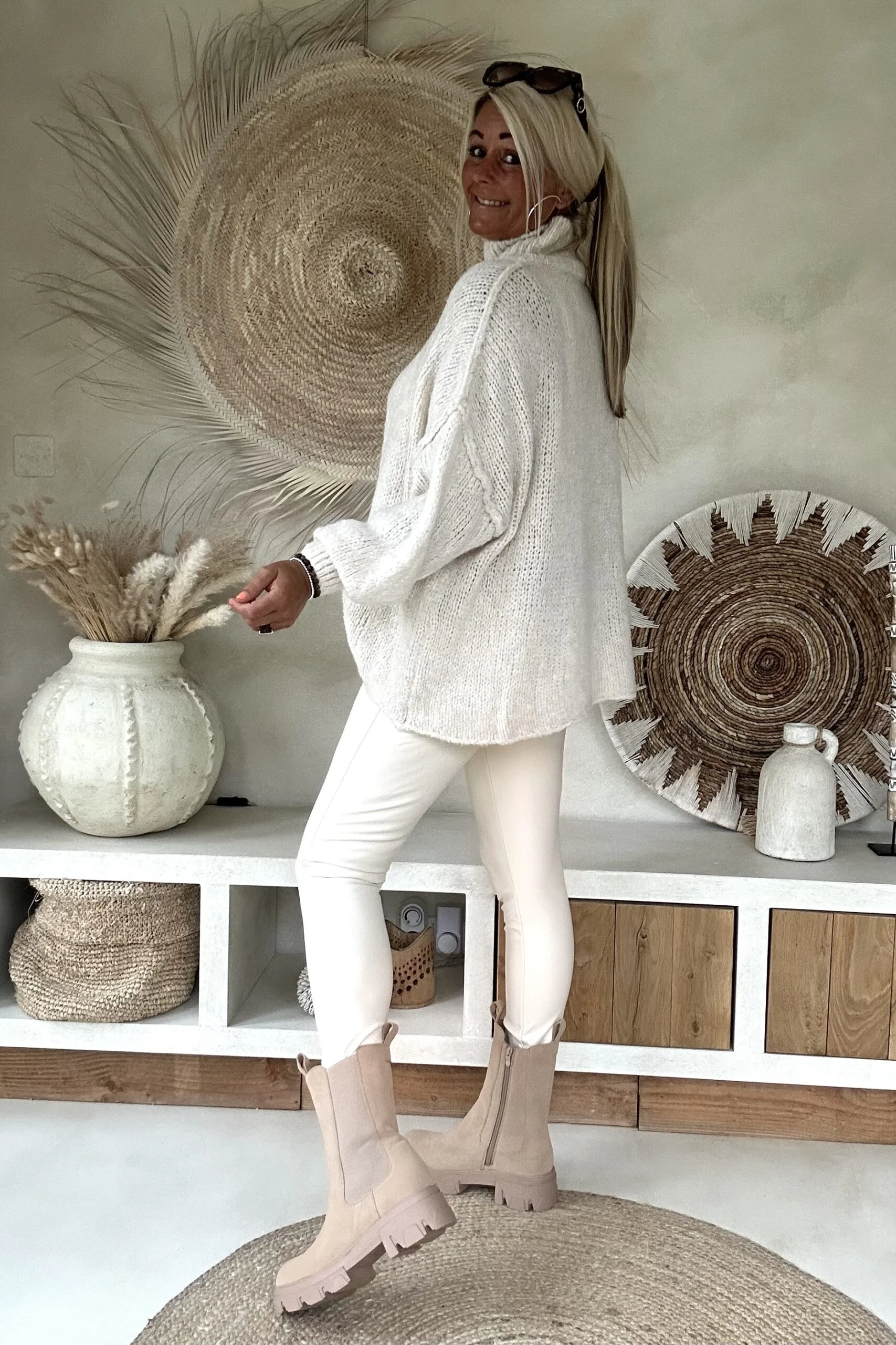 Trui Selina met Halve Col, Off-White. - Afbeelding 12