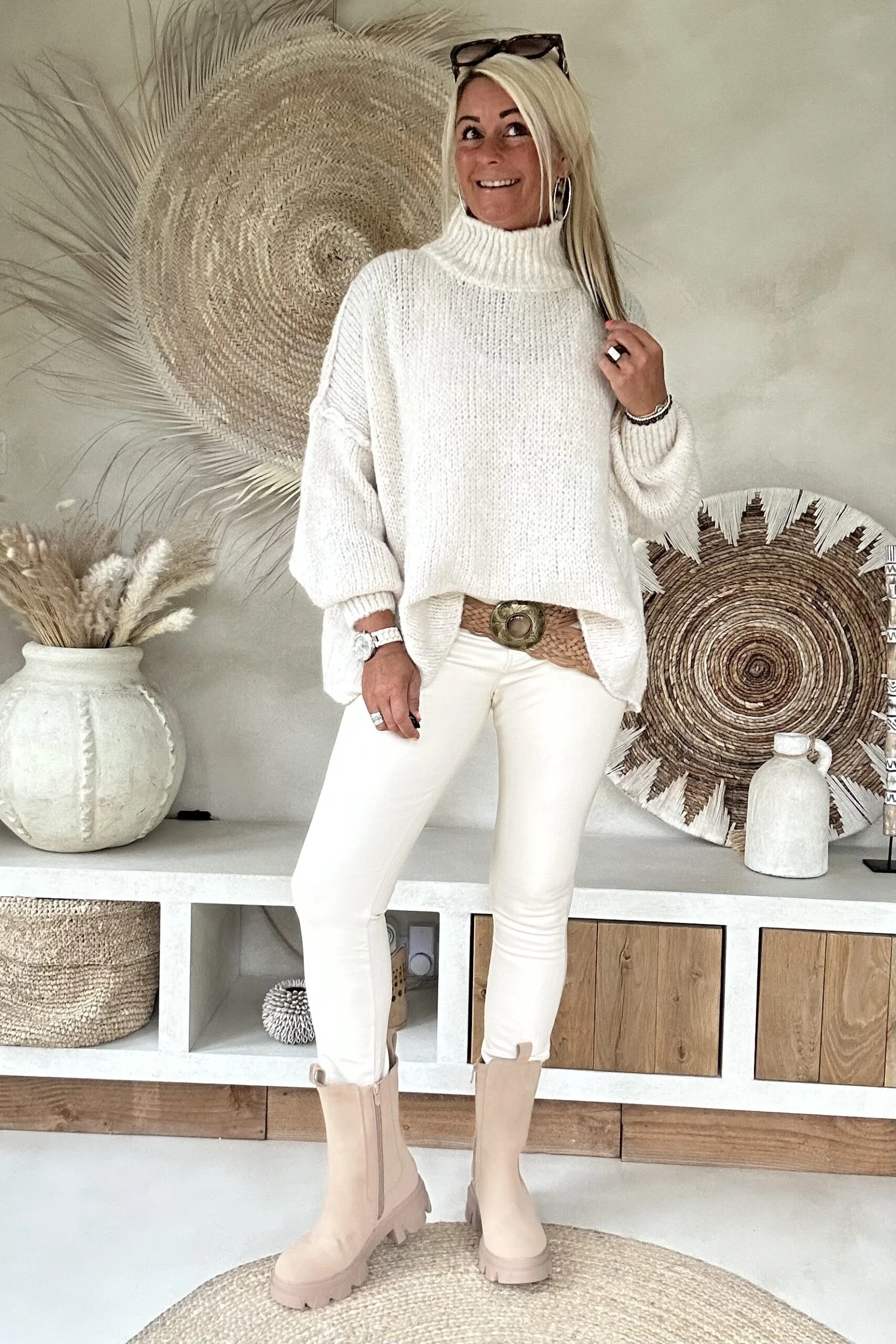 Trui Selina met Halve Col, Off-White. - Afbeelding 15