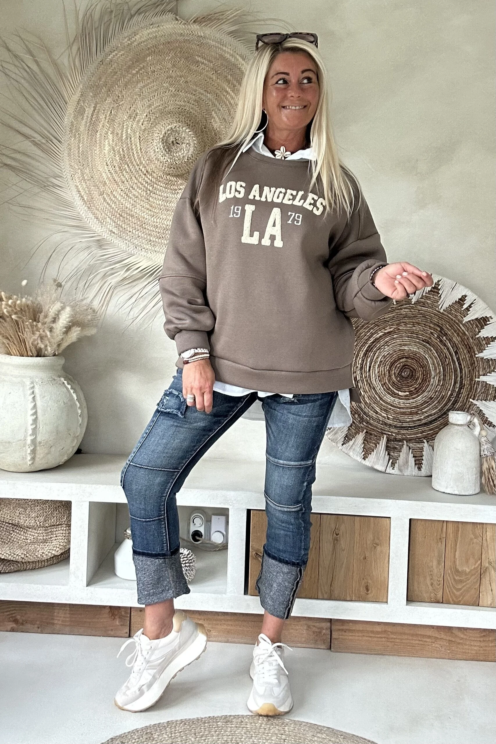 Baggy Jeans Puck met Patches, Mid Blauw. - Afbeelding 10