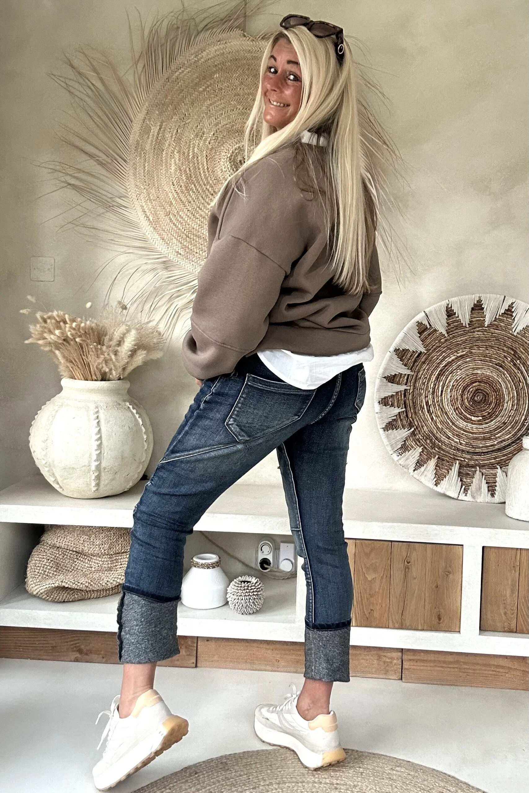 Baggy Jeans Puck met Patches, Mid Blauw. - Afbeelding 8