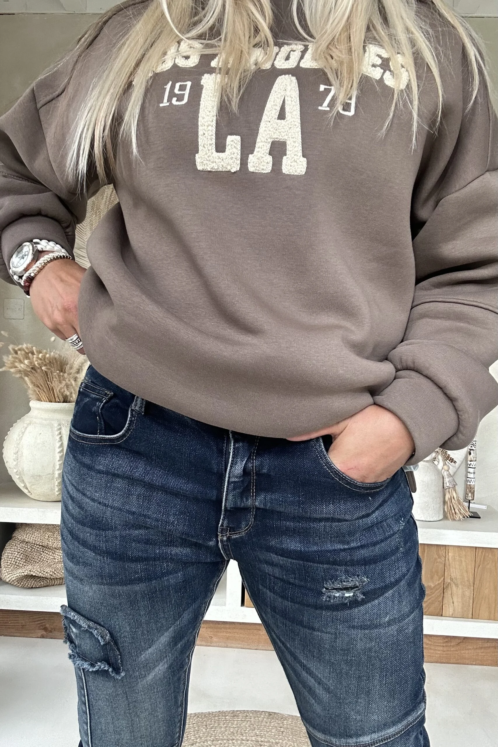 Baggy Jeans Puck met Patches, Mid Blauw. - Afbeelding 9