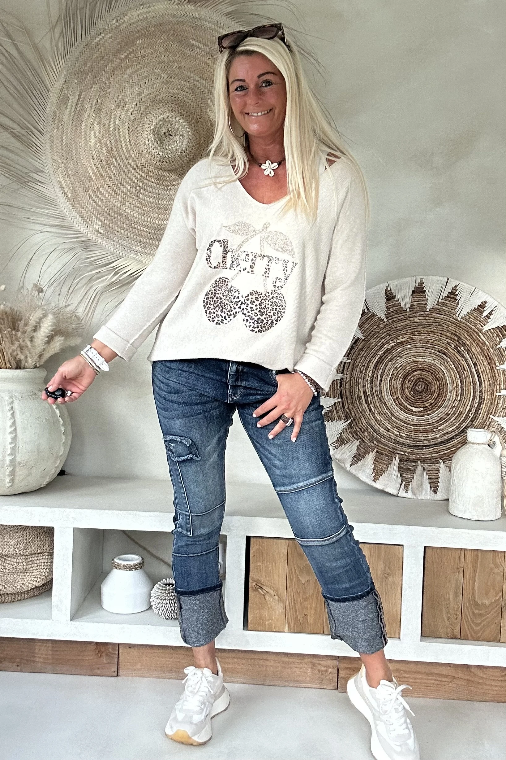 Baggy Jeans Puck met Patches, Mid Blauw. - Afbeelding 5