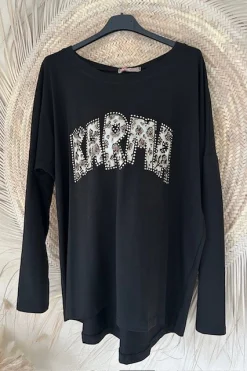 Longsleeve shirt Kaylee Karma, Zwart.
