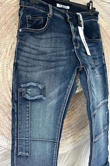 Baggy Jeans Puck met Patches, Mid Blauw. - Afbeelding 4