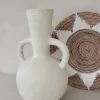 Grote Vaas Mira Aardewerk met Handgrepen, Gebroken Wit.