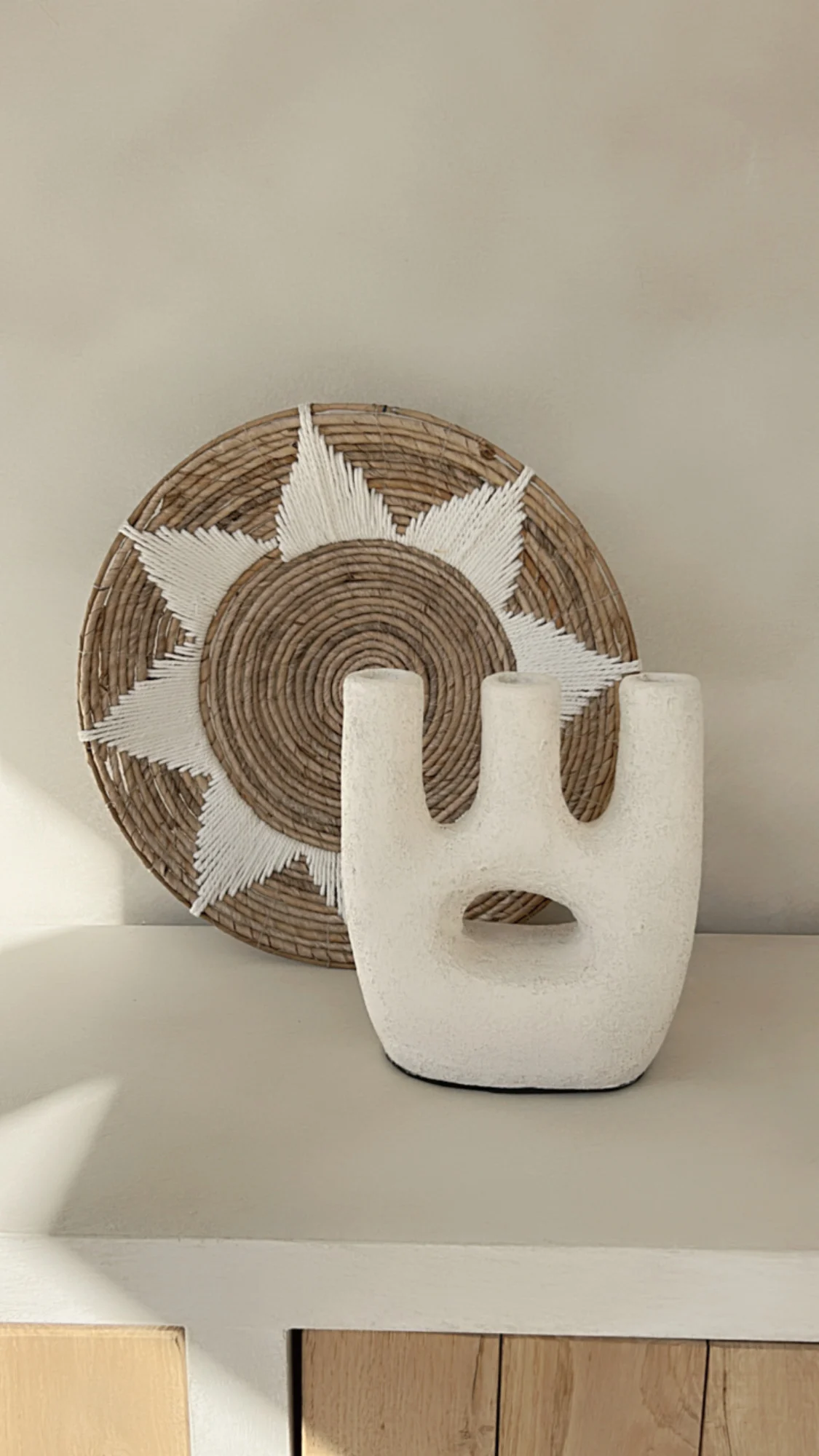 Kaarshouder Verfa Terracotta Drie-arm, Mat Wit. - Afbeelding 6