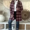 Ruit Blazer-Tussenjas Ruby, Bordeaux/Ecru.