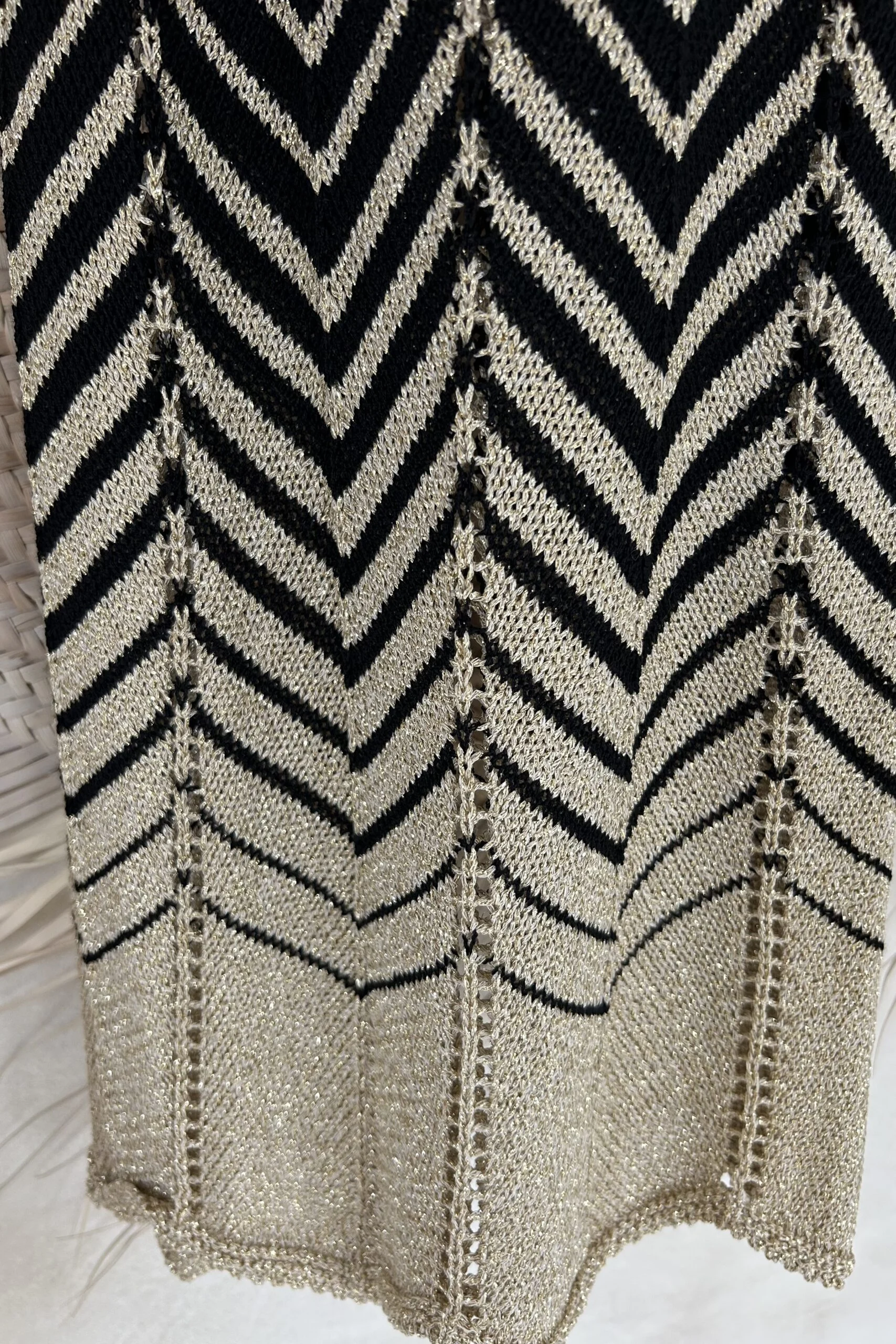 Gebreide Chevron Top Talinka, Zwart/Goud. - Afbeelding 2