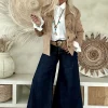 Ultra Wide leg Jeans Janis, Donkerblauw.