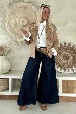 Ultra Wide leg Jeans Janis, Donkerblauw.