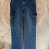 Cargo Jeans Caro Rechte Pijp, Donker Blauw.