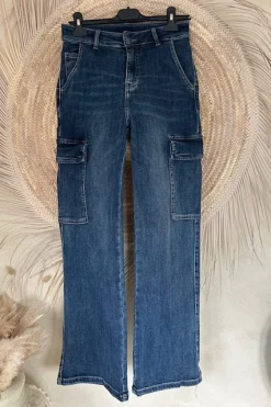 Cargo Jeans Caro Rechte Pijp, Donker Blauw.