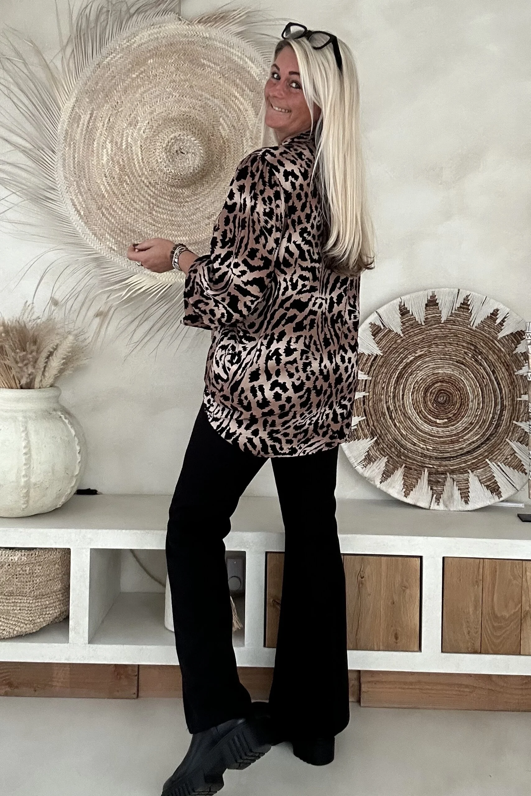 Blouse Leopard met Strik Gaby, Bruin/Zwart. - Afbeelding 16