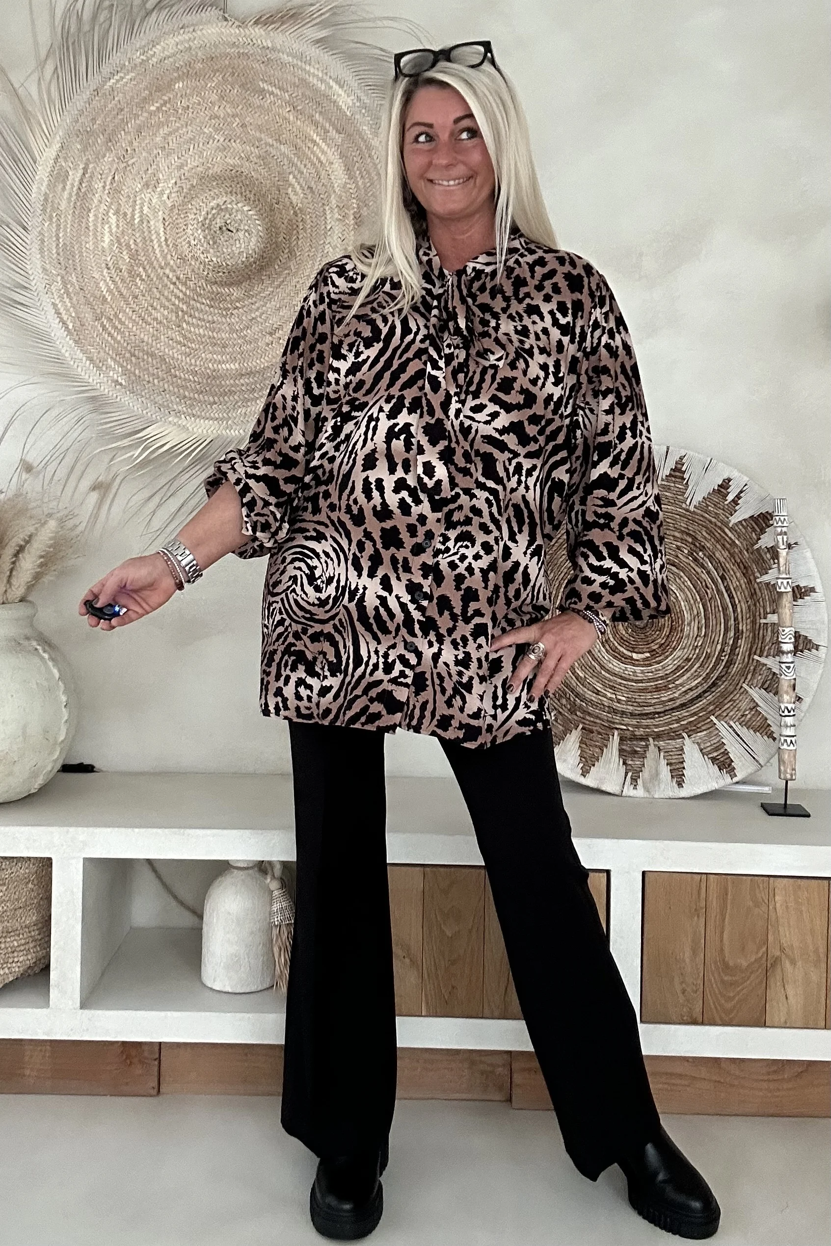 Blouse Leopard met Strik Gaby, Bruin/Zwart. - Afbeelding 17