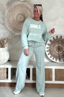 Sweater Siera Smiley, Petrol groen.