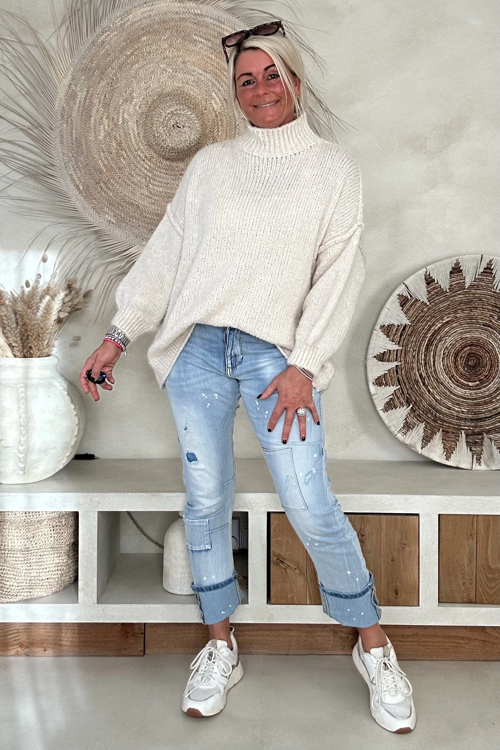 Trui Selina met Halve Col, Off-White. - Afbeelding 11