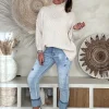 Trui Selina met Halve Col, Off-White.
