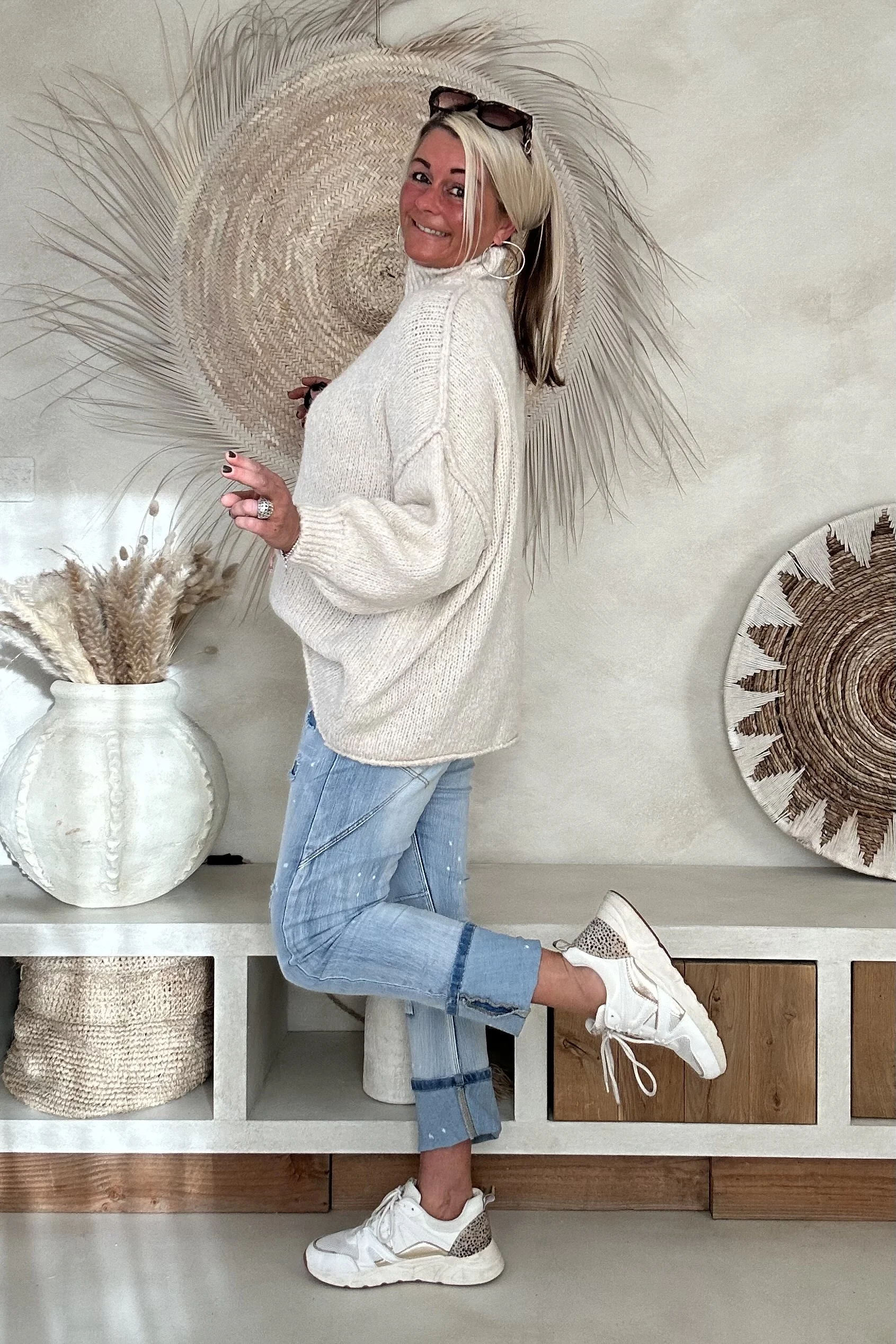 Trui Selina met Halve Col, Off-White. - Afbeelding 9
