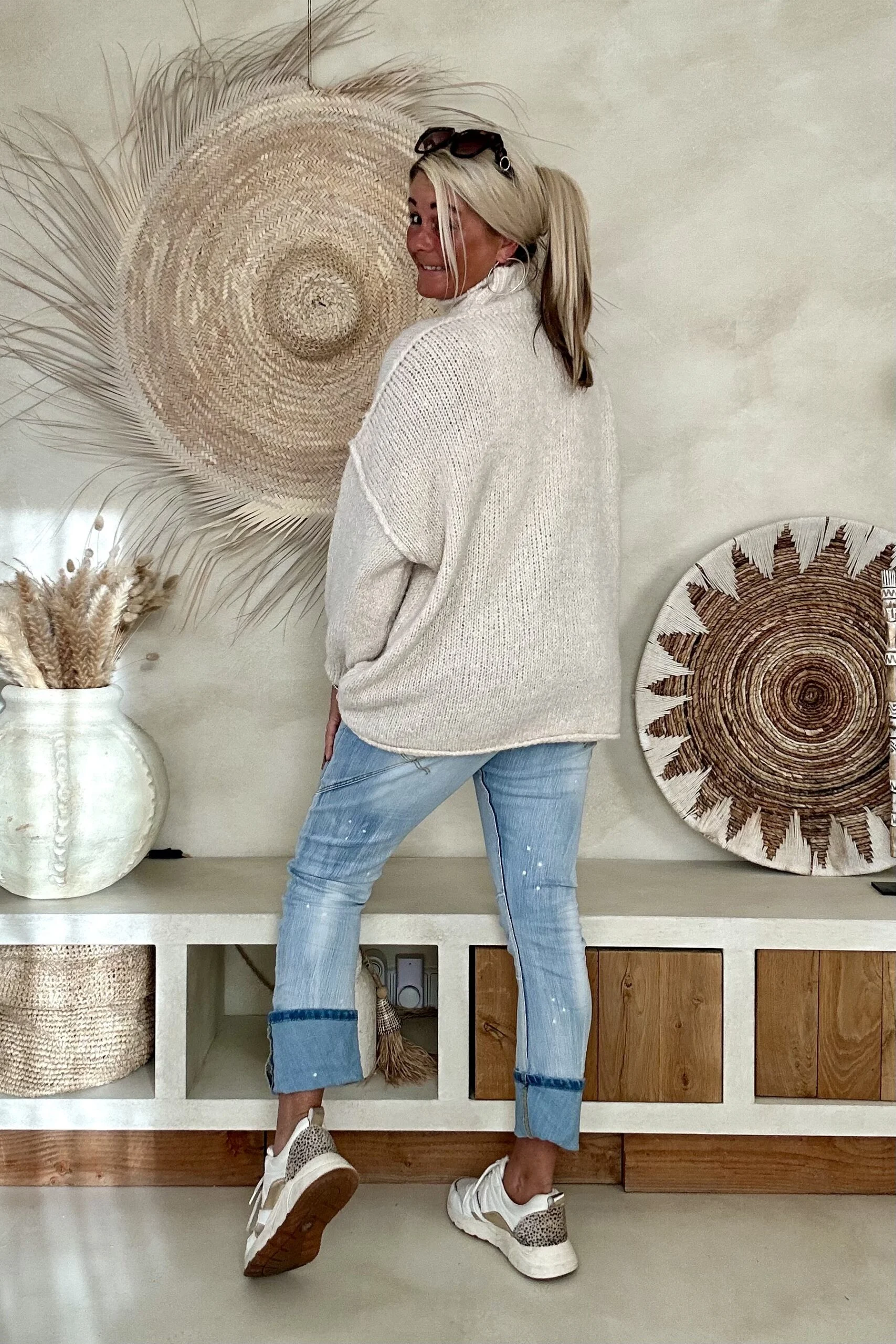 Trui Selina met Halve Col, Off-White. - Afbeelding 8