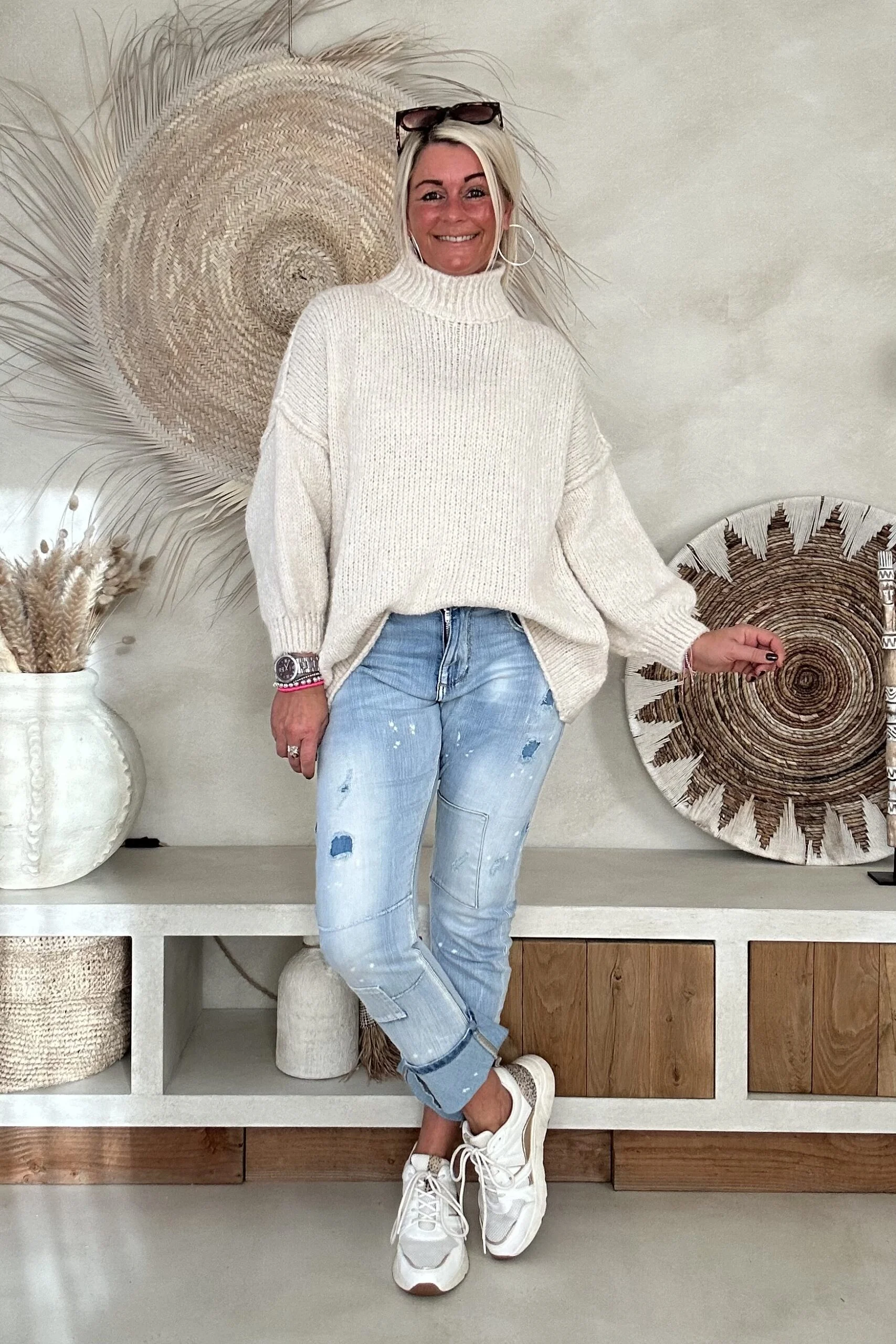 Trui Selina met Halve Col, Off-White. - Afbeelding 7