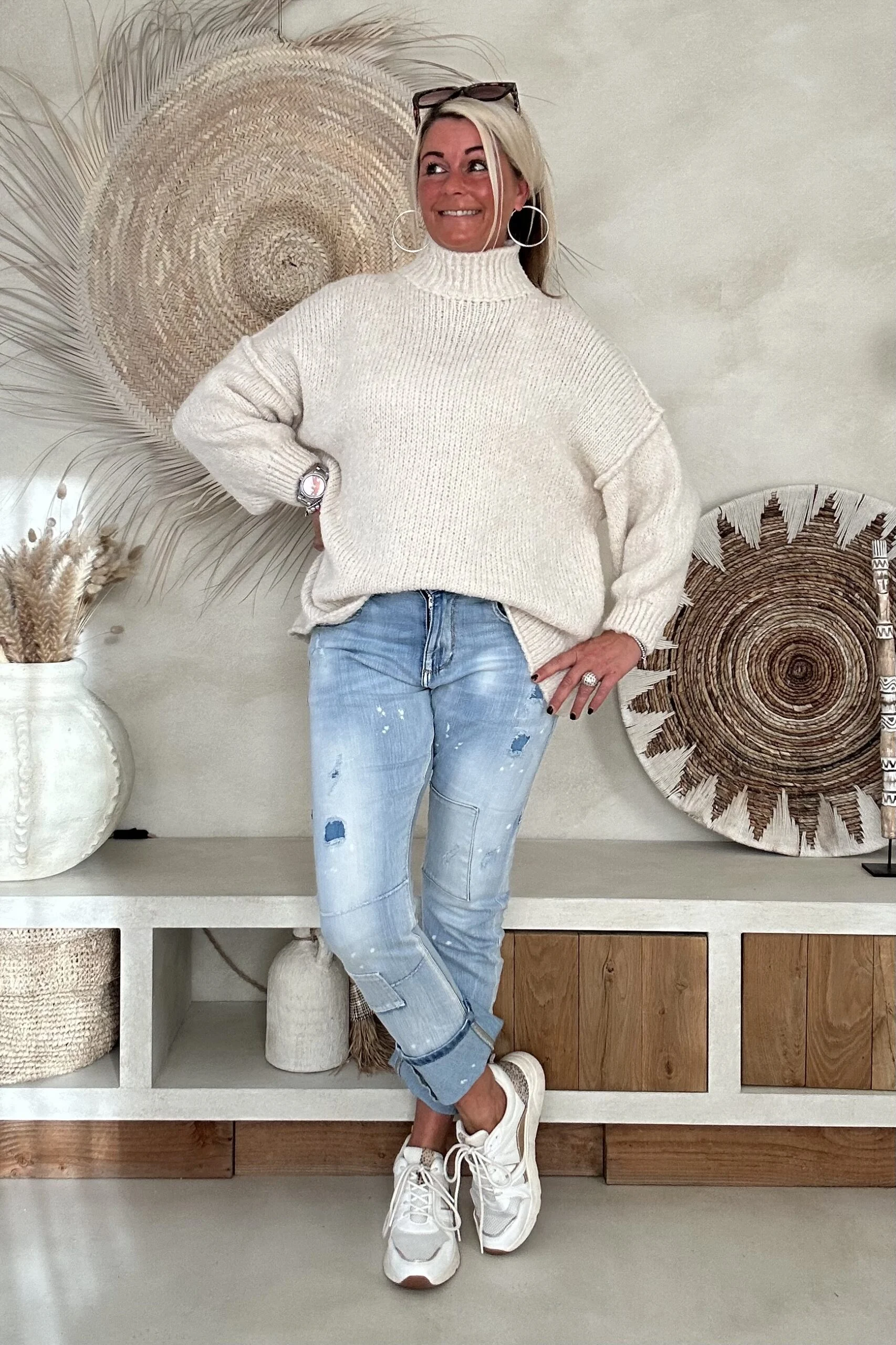 Trui Selina met Halve Col, Off-White. - Afbeelding 6