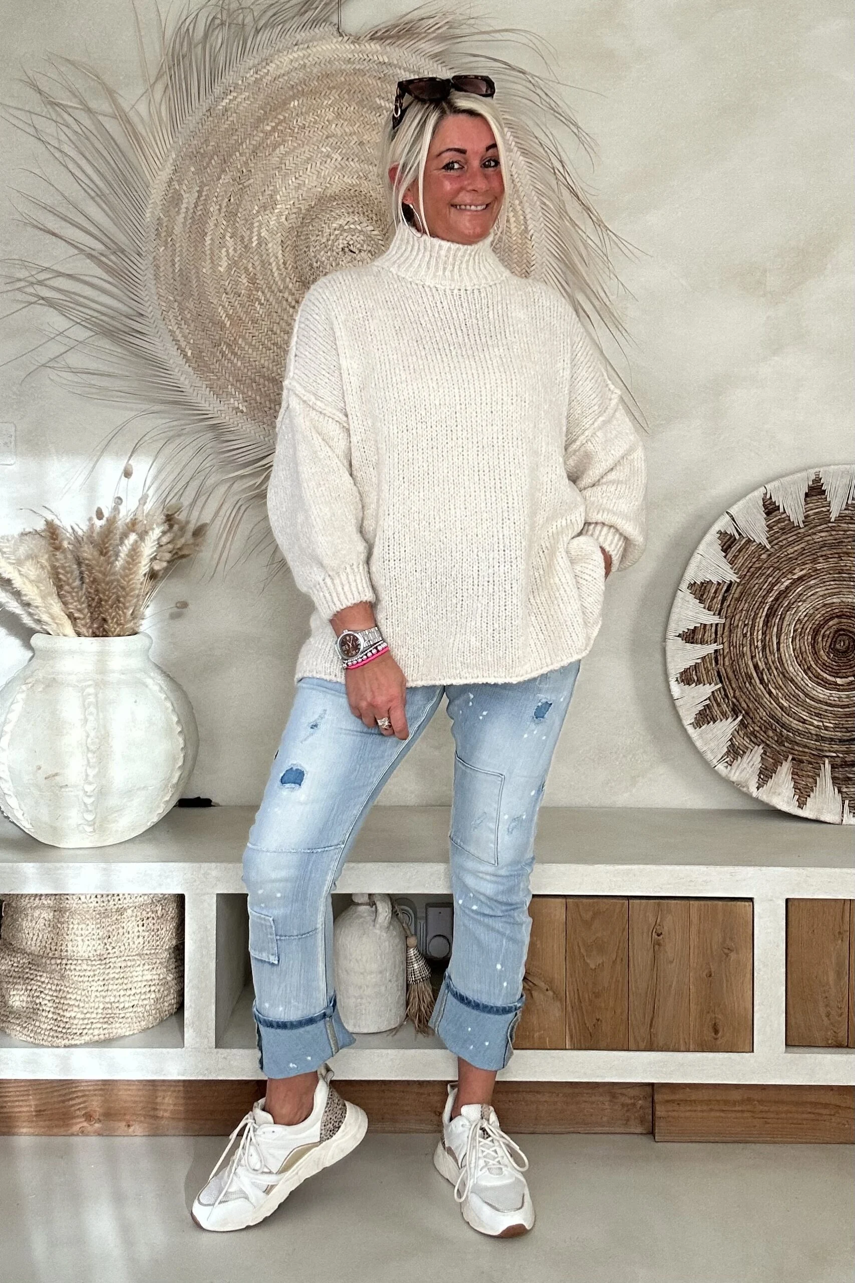Trui Selina met Halve Col, Off-White. - Afbeelding 5