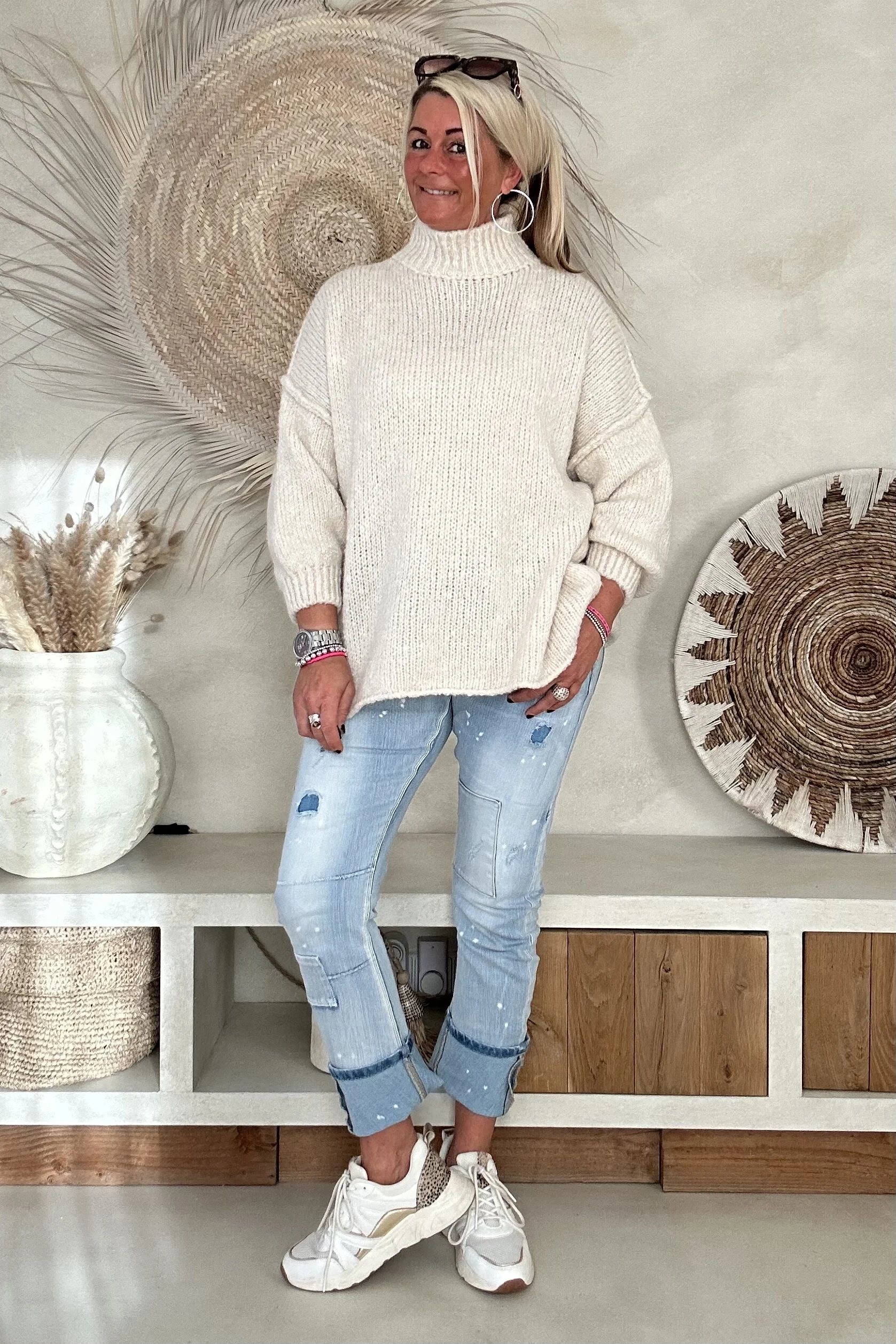 Trui Selina met Halve Col, Off-White. - Afbeelding 4