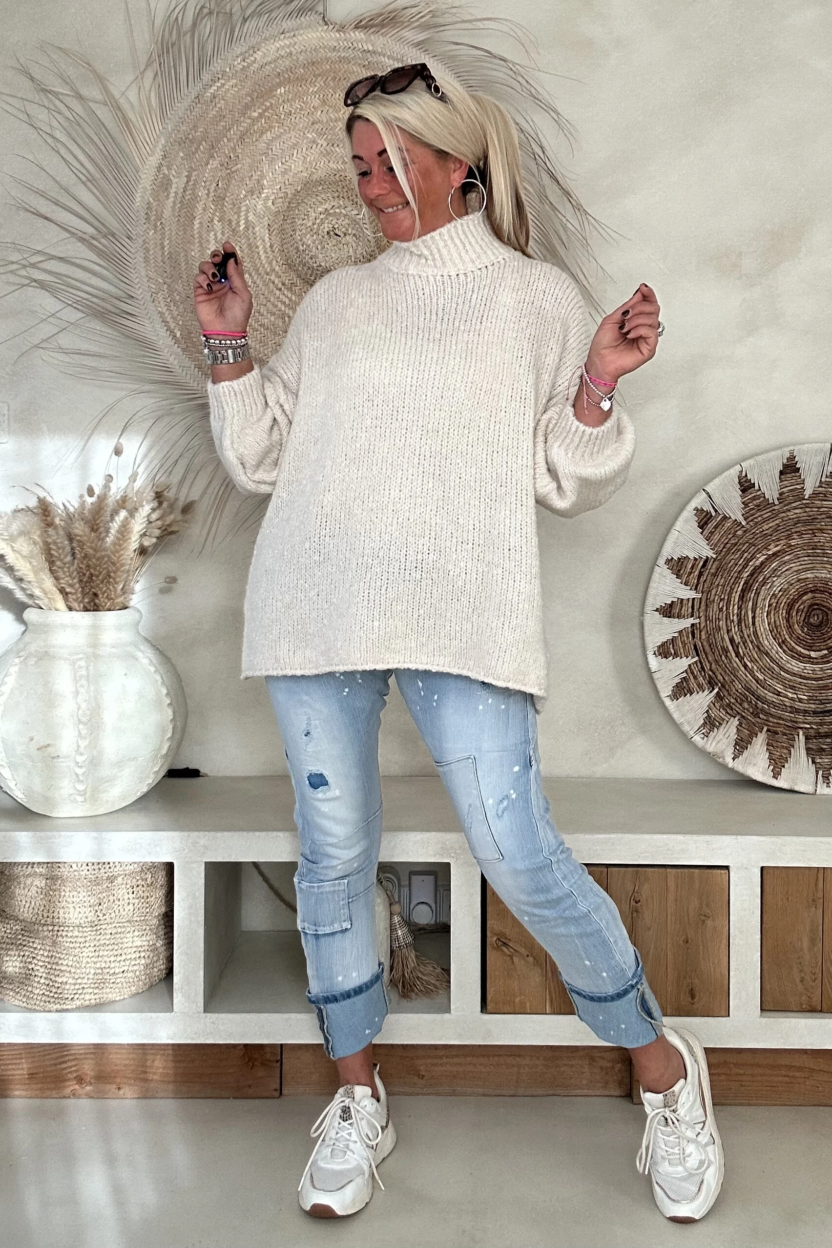Trui Selina met Halve Col, Off-White. - Afbeelding 2