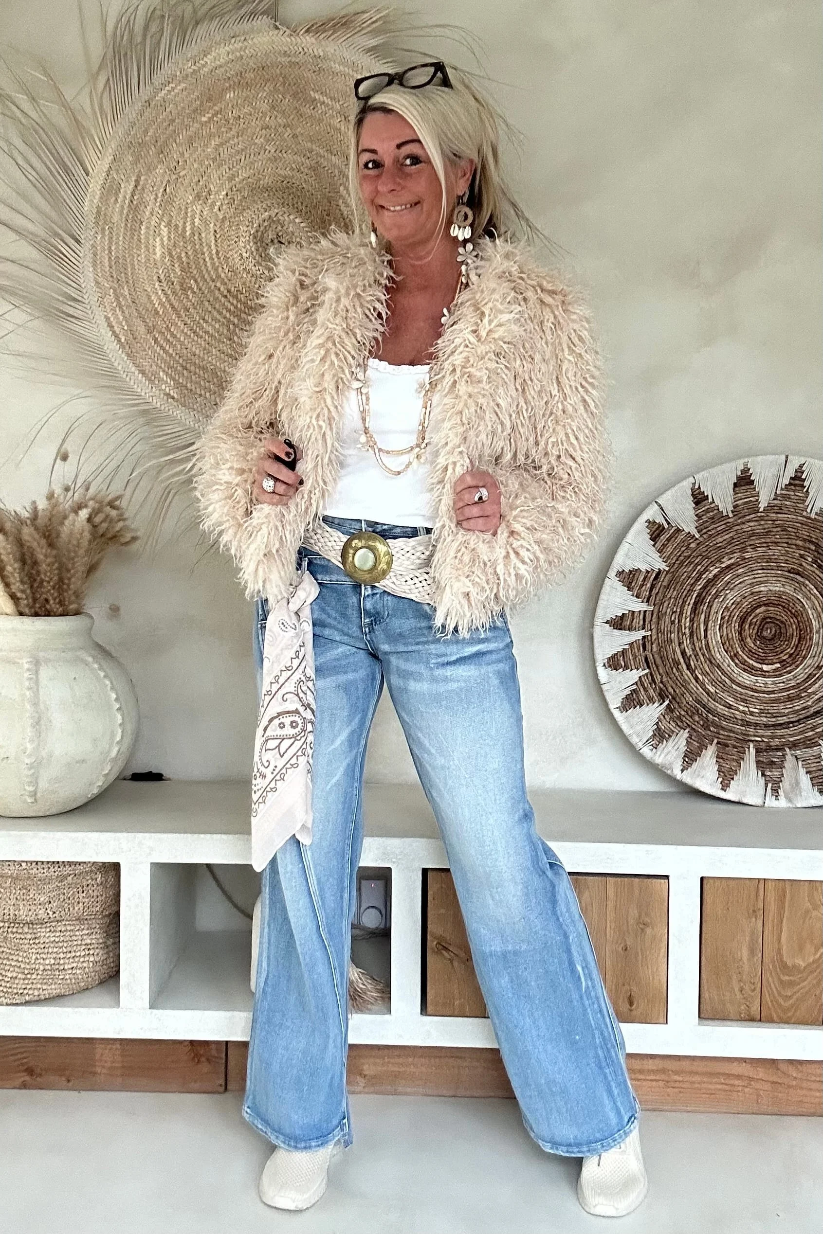 Toxik "Wide Leg" Jeans Trixie met dubbele band, Bright Blauw. - Afbeelding 12