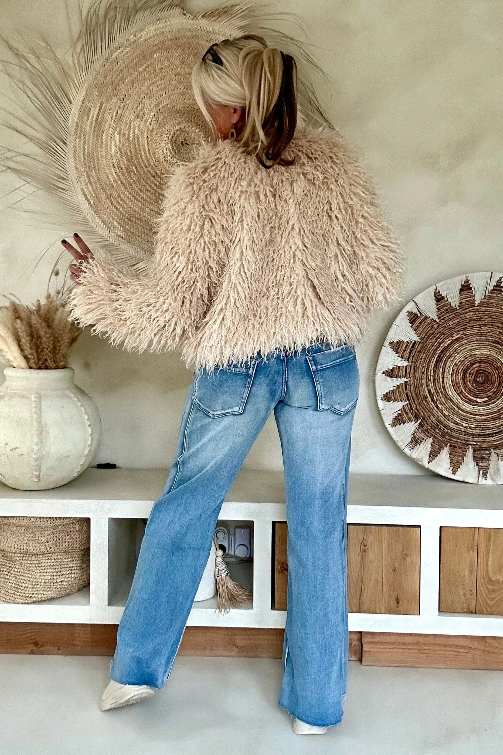 Toxik "Wide Leg" Jeans Trixie met dubbele band, Bright Blauw. - Afbeelding 11