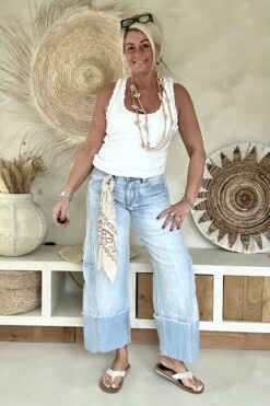 S. Woman Wide Leg 7/8 Jeans Peggy, Licht Blauw.(PRE-ORDER, LEVERING ROND 03-02)