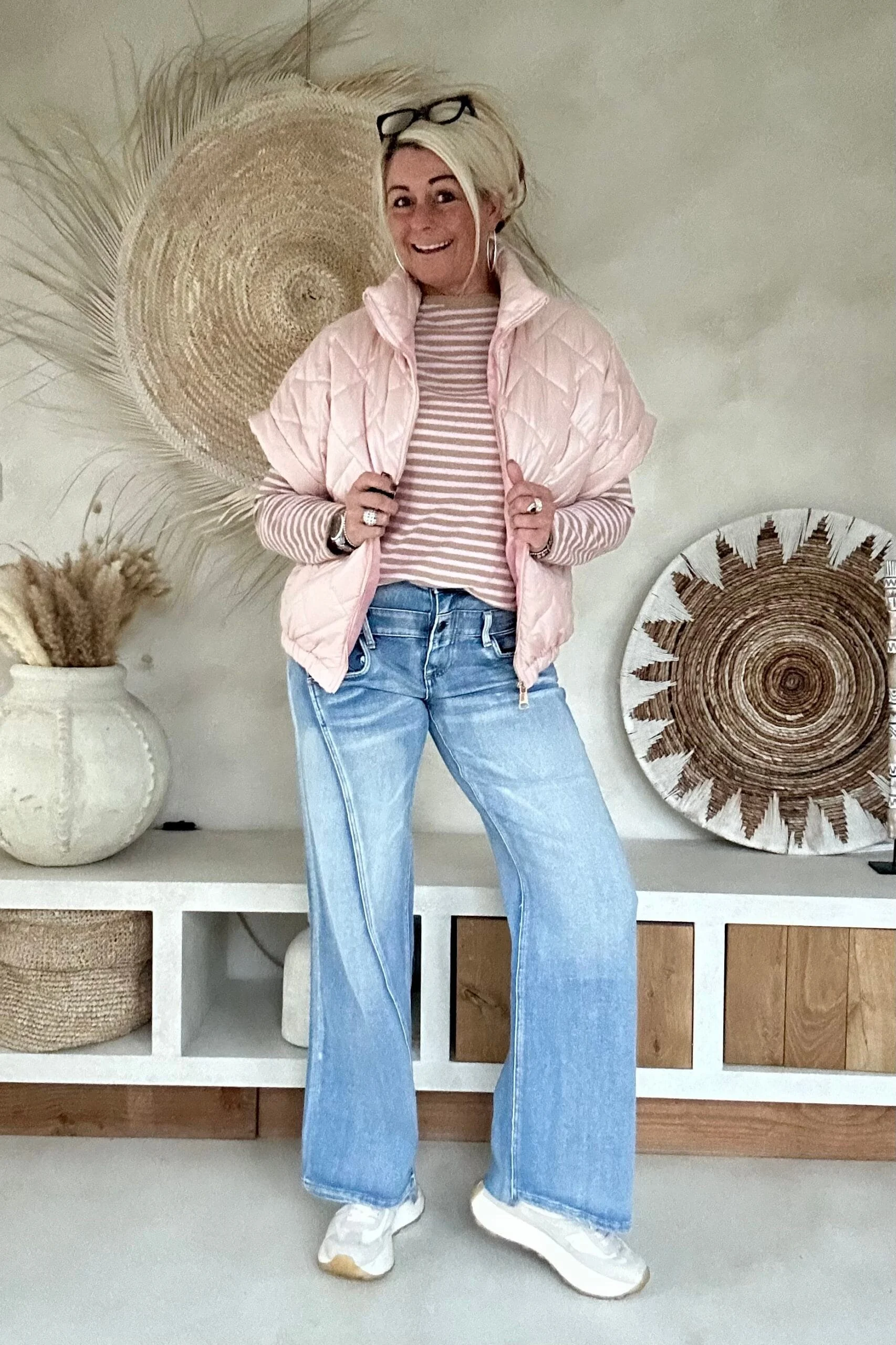 Toxik "Wide Leg" Jeans Trixie met dubbele band, Bright Blauw. - Afbeelding 7