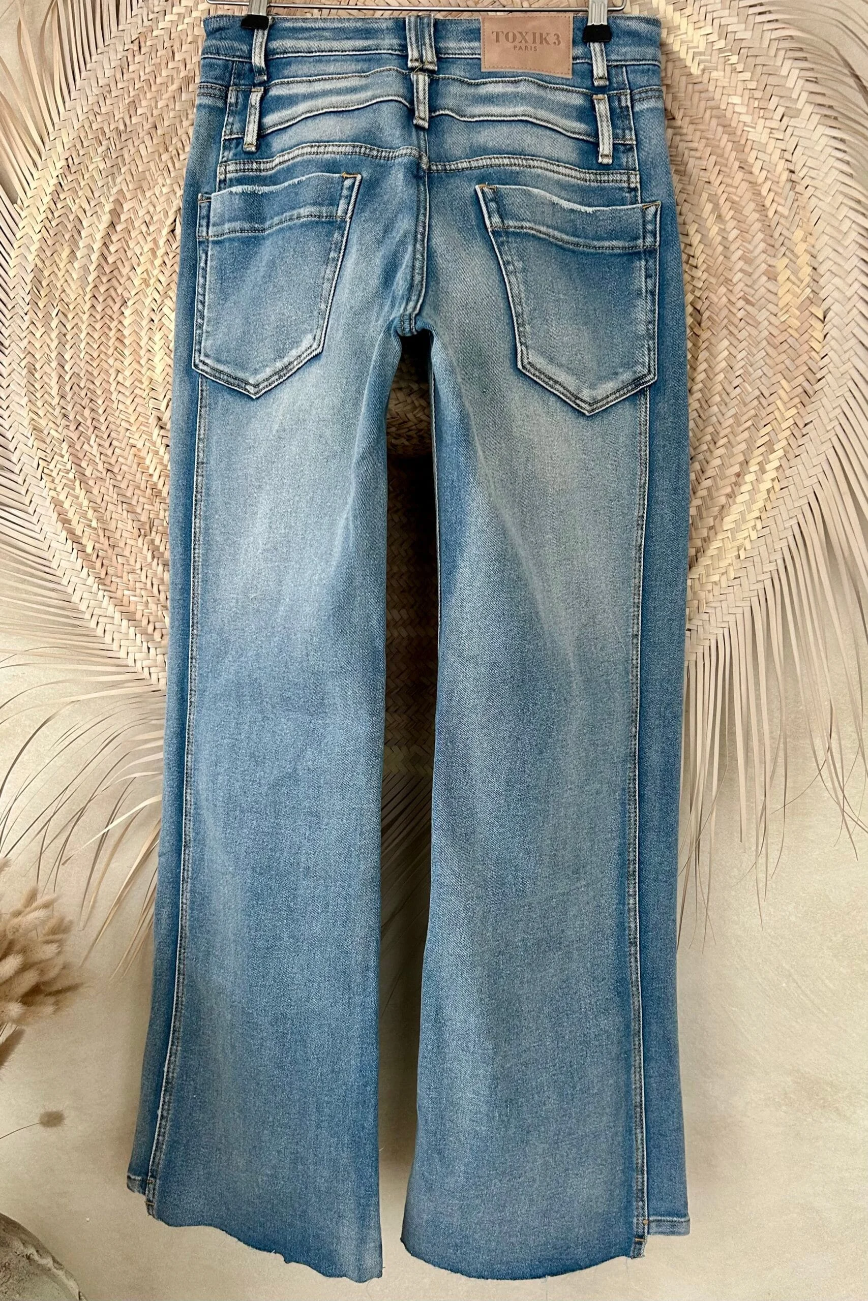 Toxik "Wide Leg" Jeans Trixie met dubbele band, Bright Blauw. - Afbeelding 15