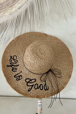 Ibiza Stro look Zonnehoed Solana, Naturel.