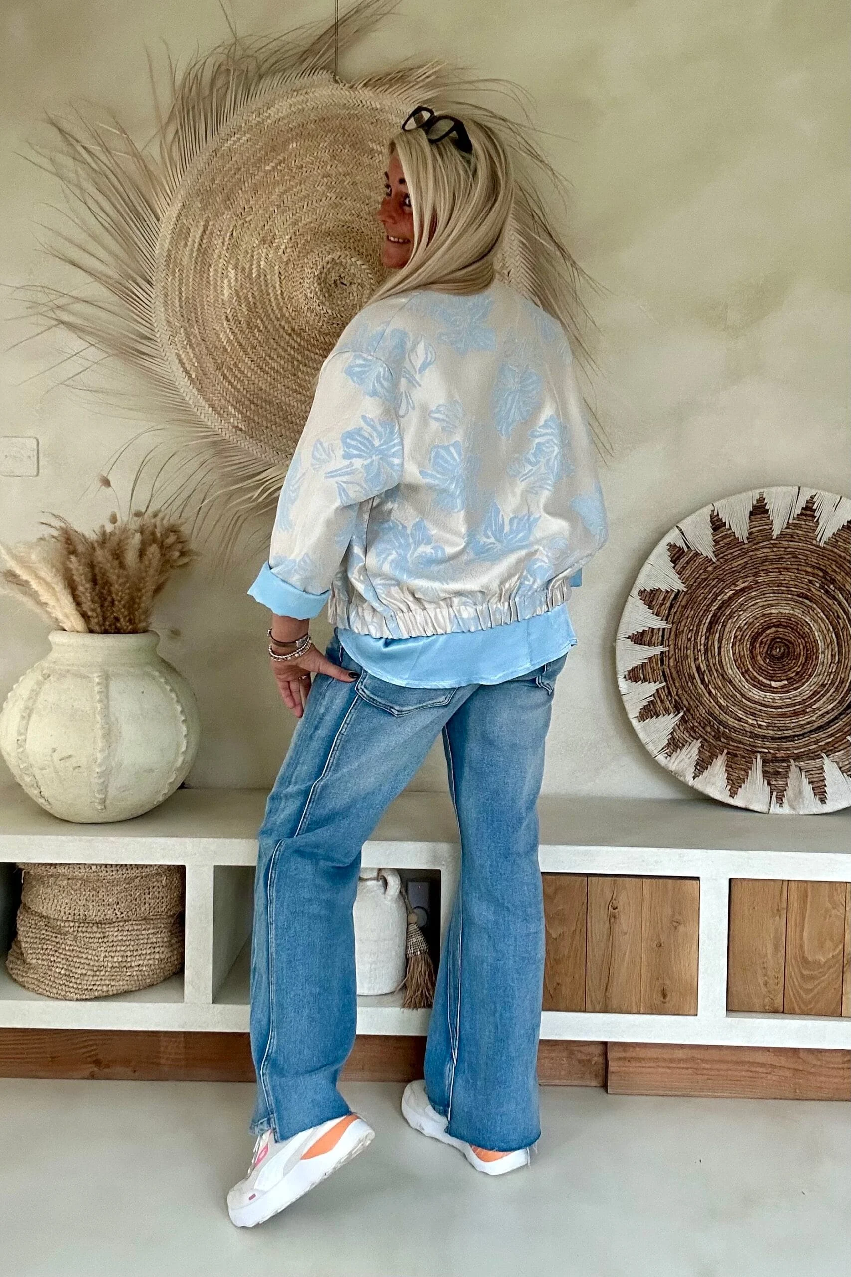 Jacquard Bomber Bella, Licht Blauw. - Afbeelding 8