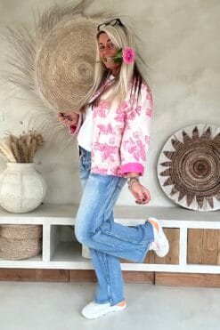 Jacquard Bomber Bella, Fuchsia.