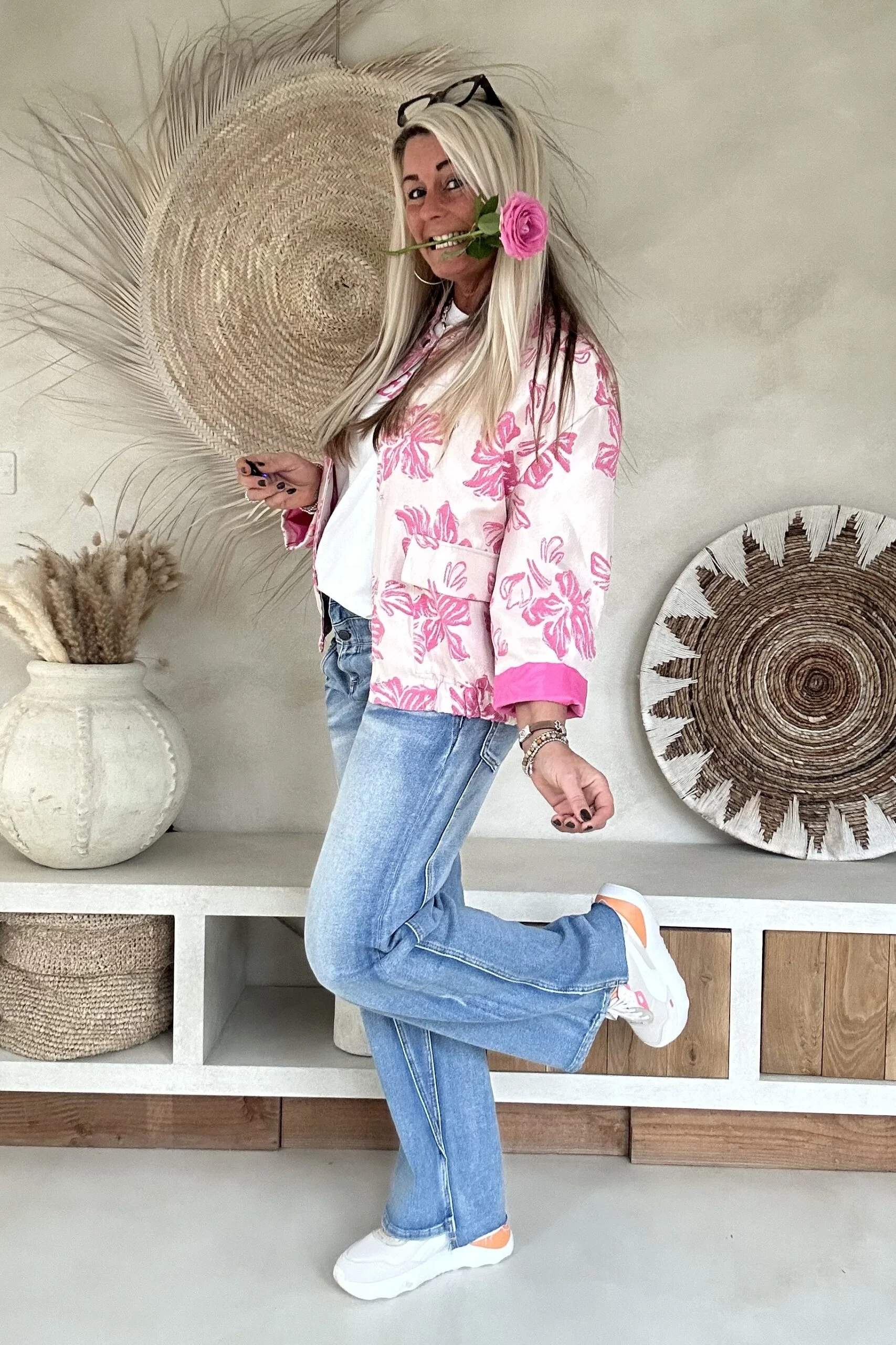 Jacquard Bomber Bella, Fuchsia.