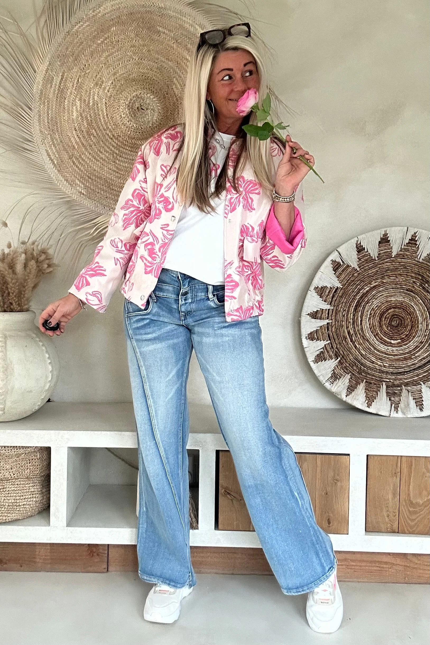 Jacquard Bomber Bella, Fuchsia. - Afbeelding 6
