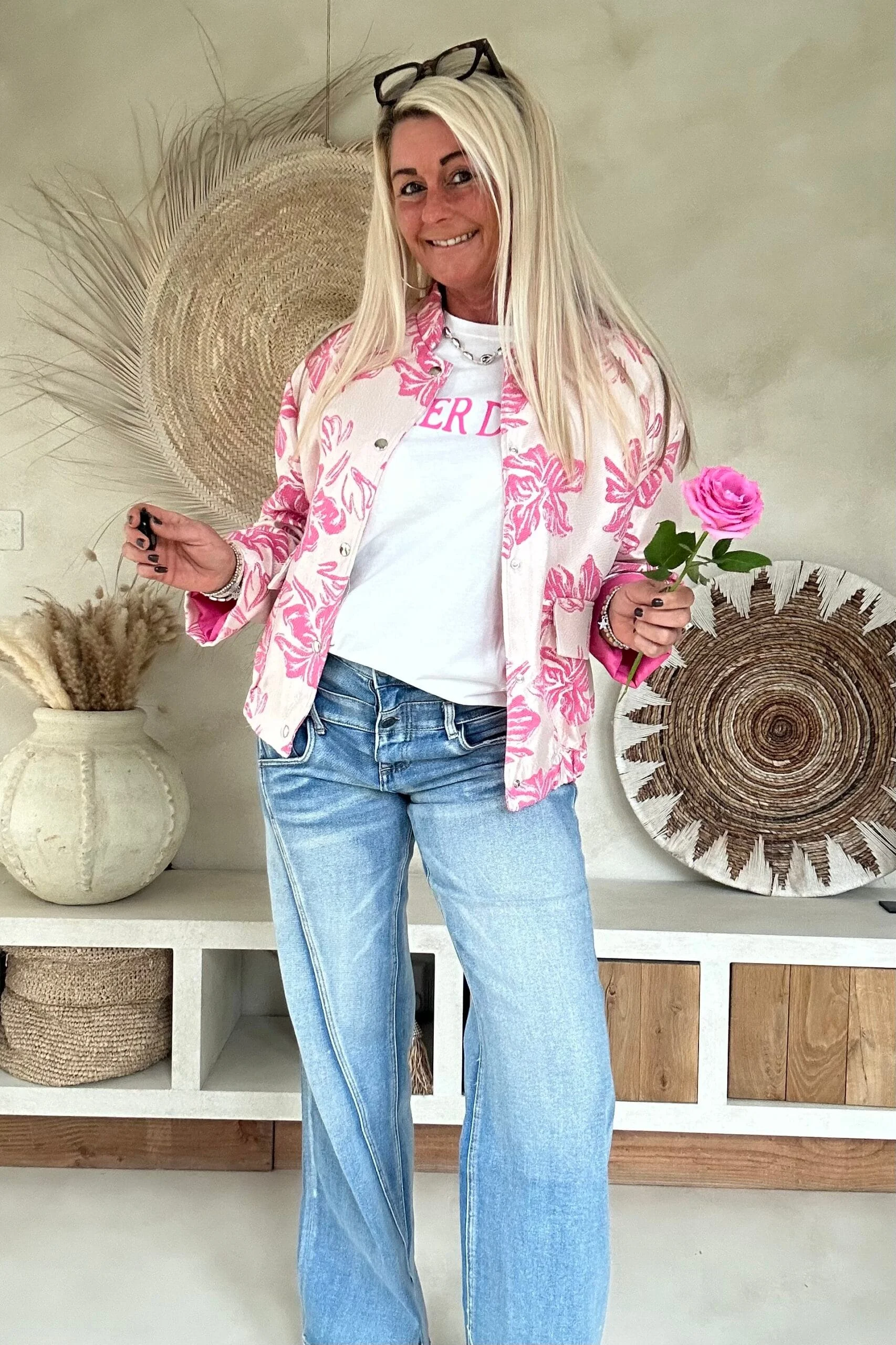Jacquard Bomber Bella, Fuchsia. - Afbeelding 3