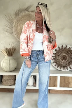 Jacquard Bomber Bella, Oranje.