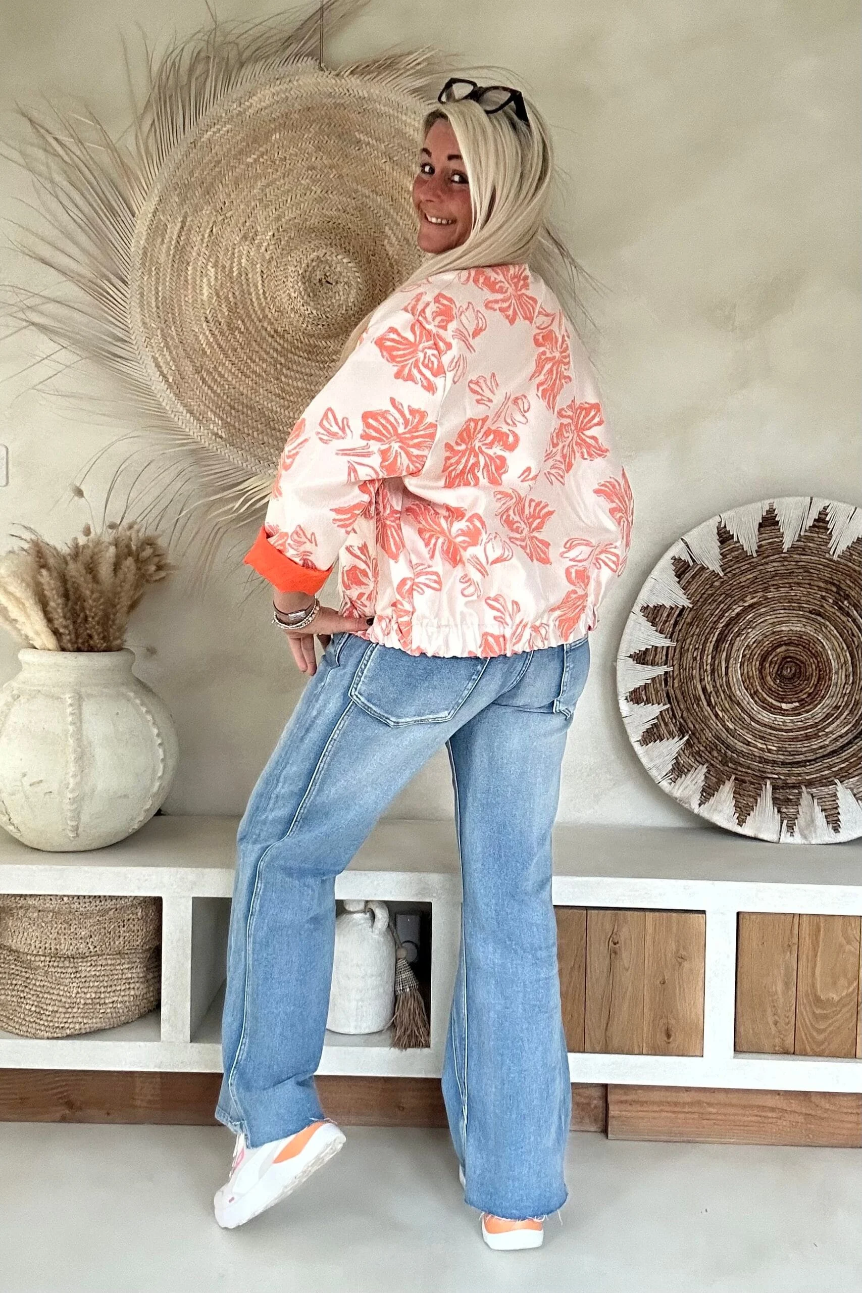 Jacquard Bomber Bella, Oranje. - Afbeelding 4