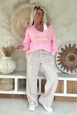 Matcha Club trui Mona, Zacht roze/ Zand.