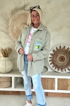 Blouse Vest Lana met Backprint, Army.