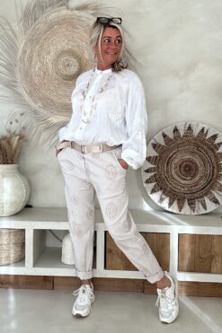 Blouse Britt met Glanseffect, Wit.