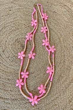Boho Bloemen ketting Daisy, Fel Roze.