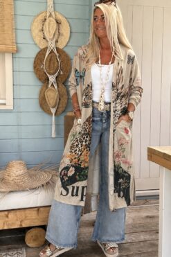 Kimono Vest Viola Lurex, Luipaard.